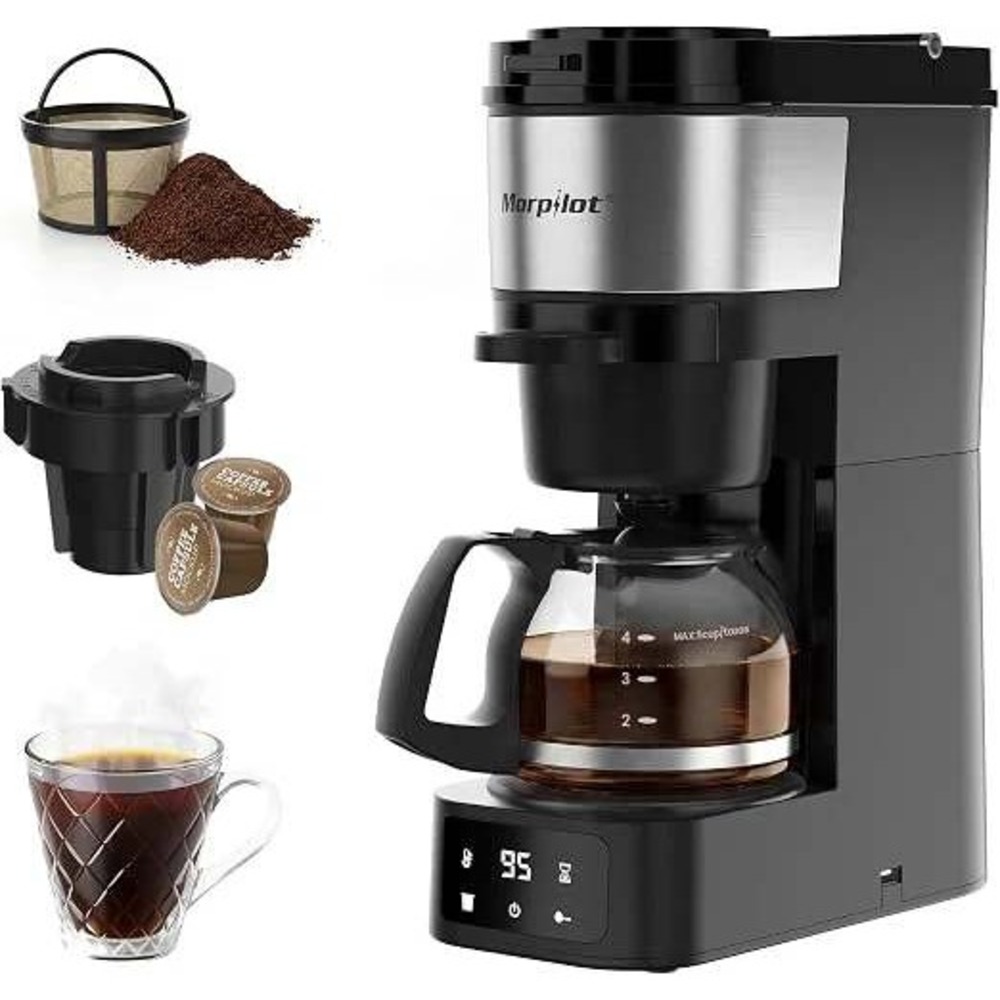 Morpilot Coffee Maker KCM006 Black Silver Excellent K-Cup Ground Coffee Machine